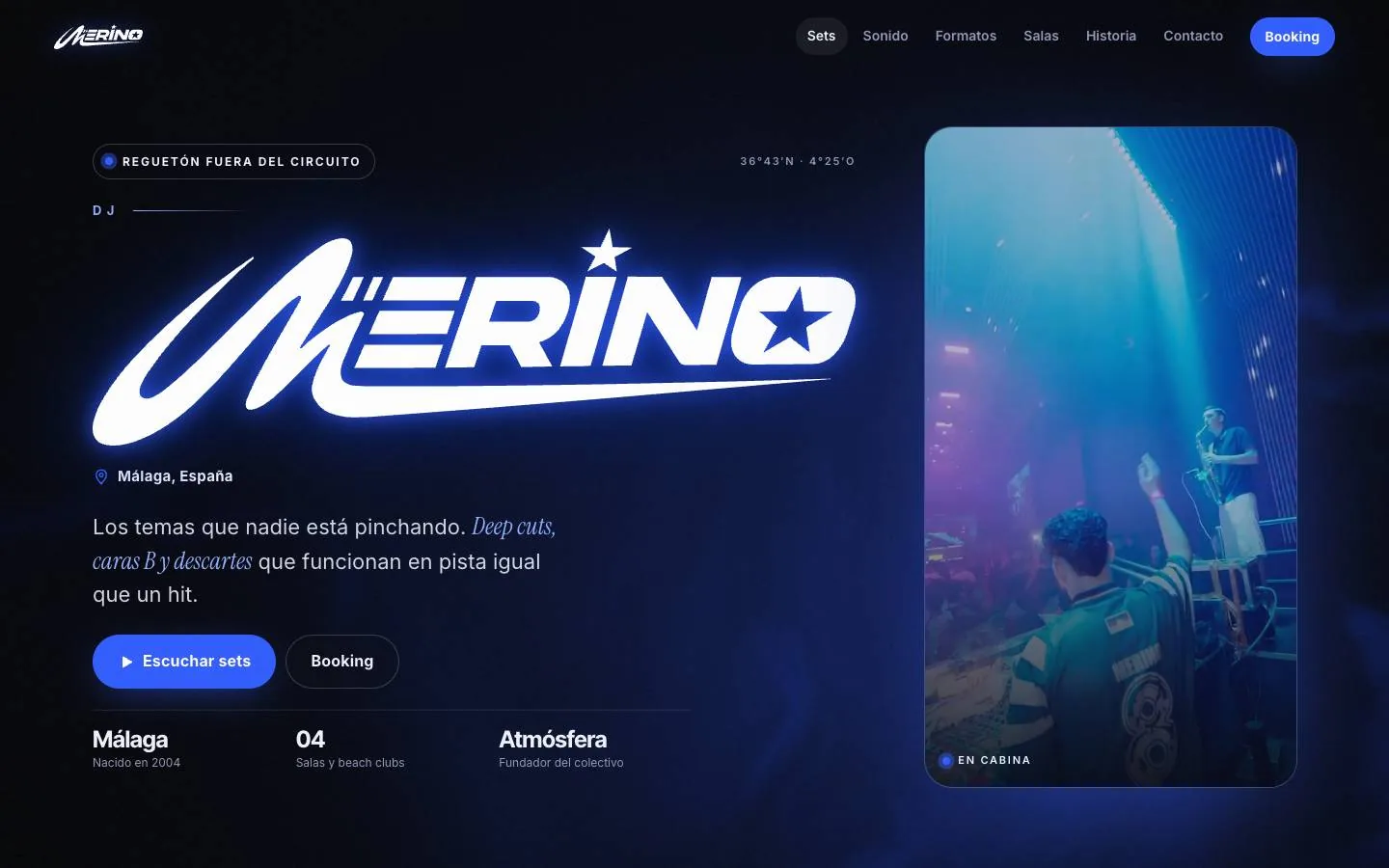 Portada de la web de marca personal de DJ Merino